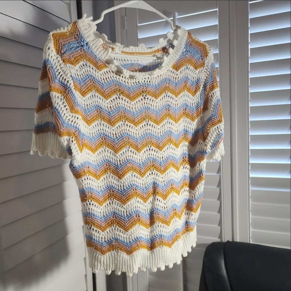 Multicolor Chevron Knit Blouse